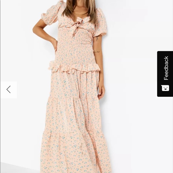 Floral Tie Detail Tiered Hem Maxi Dress - Picture 2 of 4
